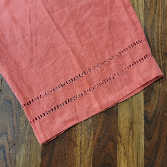 David Dart 100% Linen Crop Pants Coral Pink Size 1X - Picture 3 of 9